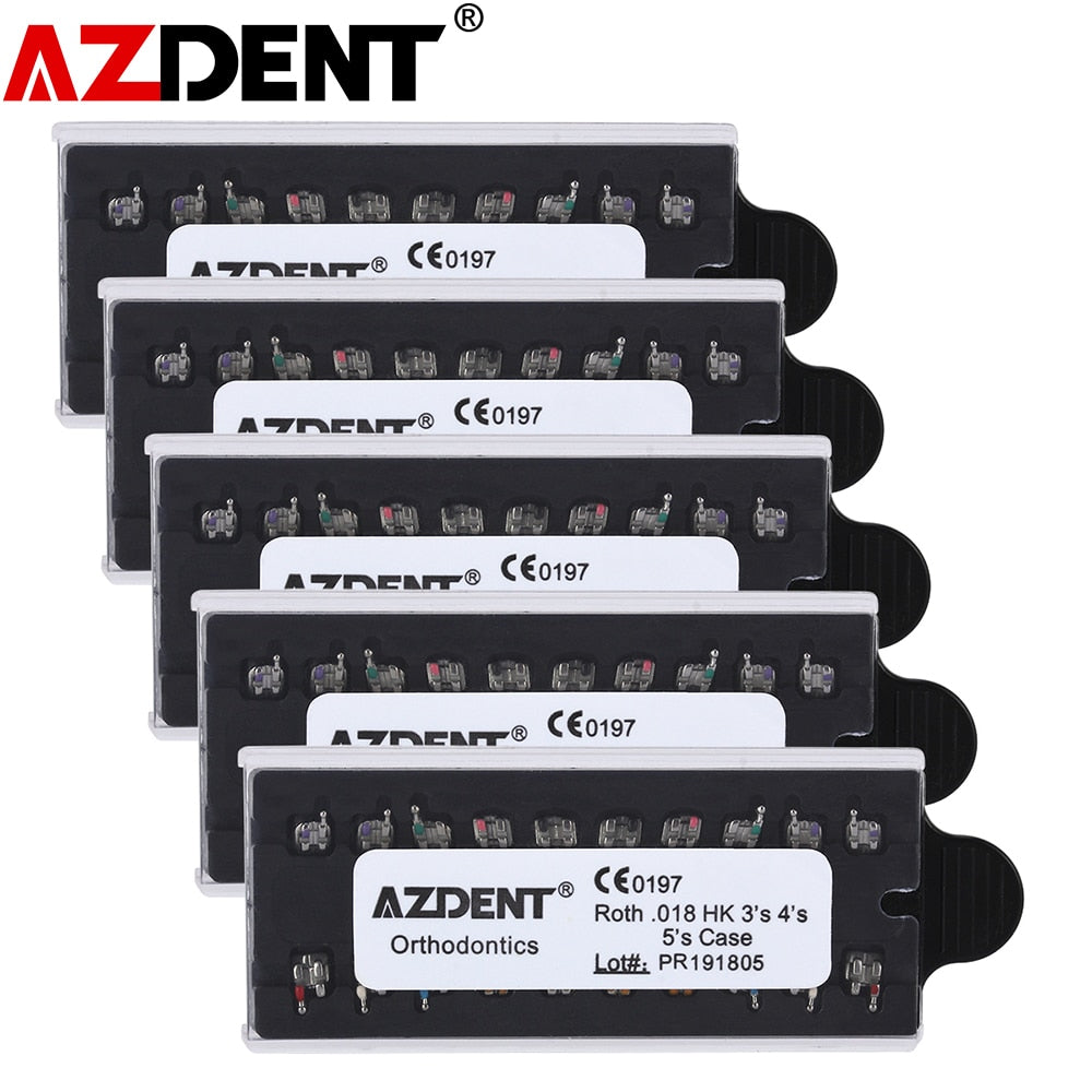 AZDENT 5 Packs Dental Orthodontic Monoblock Metal Bracket Braces Mini Roth/MBT.018/022 345 Hooks 20pcs/Pack - KiwisLove