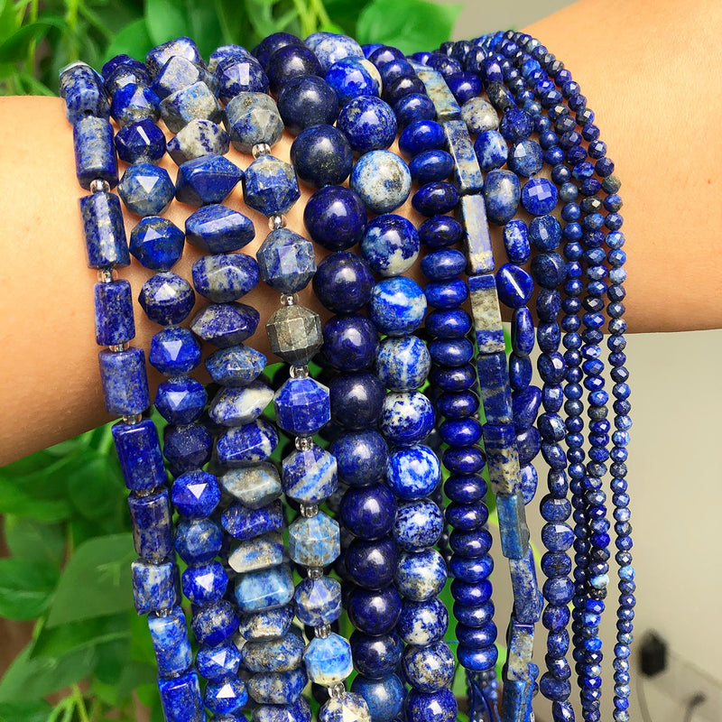 Natural Lapis Lazuli Stone Faceted Column Round Irregular Spacer Beads For Jewelry Making Diy Bracelets Necklace Accessories - KiwisLove