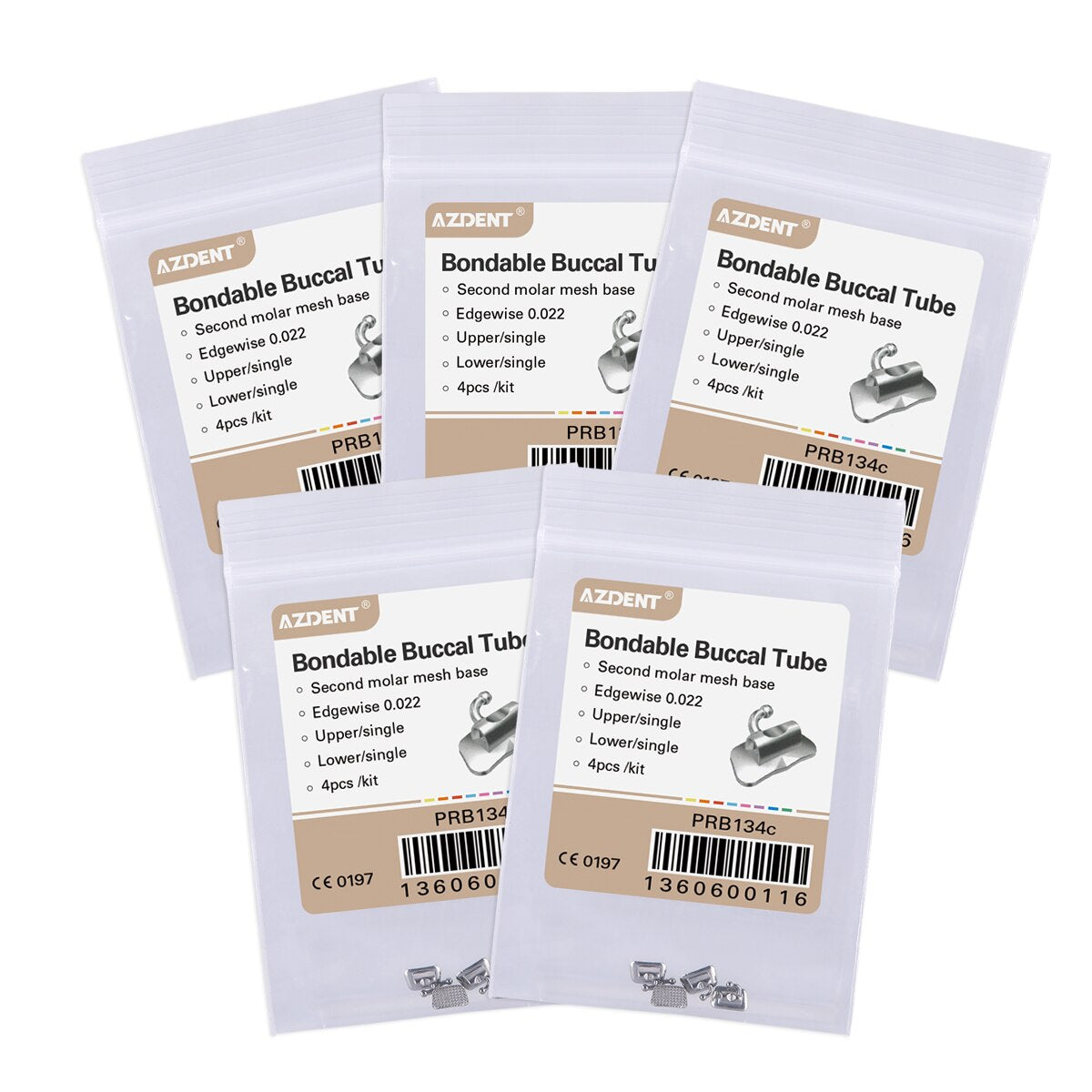 20Pcs=5Pack AZDENT 2nd Molar Bondable Non-convertible Single Roth/MBT/Edgewise 022/018 Buccal Tube - KiwisLove