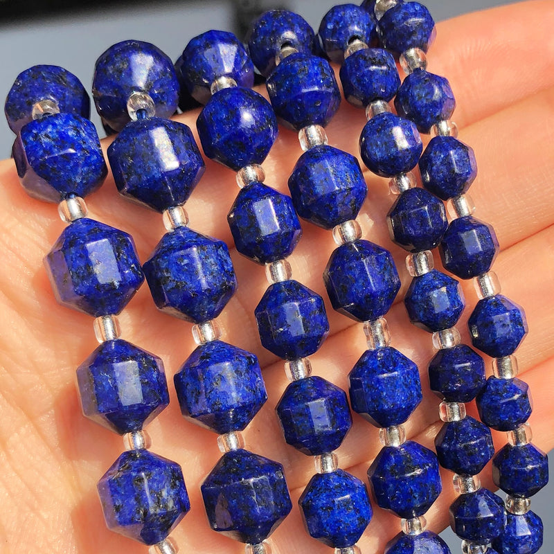 Natural Faceted Stone Olive Shape AB Lapis Lazuli Loose Minerals Beads for DIY Jewelry Making Bracelet Accessories 15&#39;&#39; 6 8 10mm