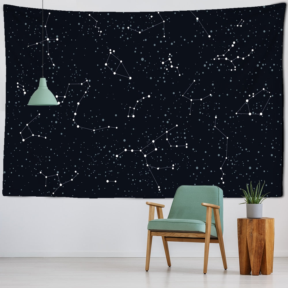 Black Universe Starry Sky Tapestry Wall Galaxy Psychedelic Tapiz Witchcraft Astrology Bed Cover Beach Blanket Home Decor - KiwisLove