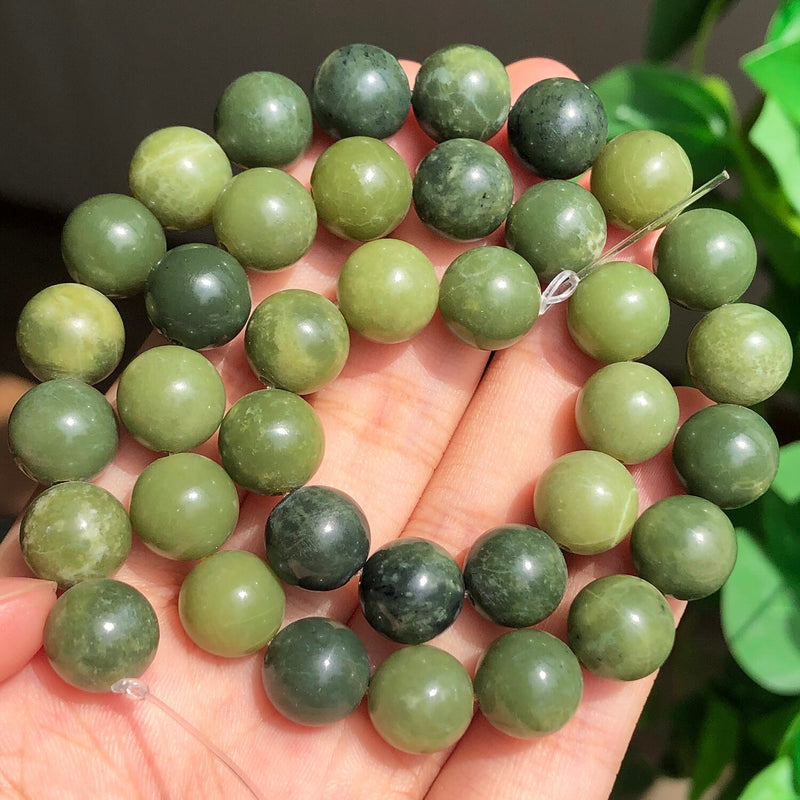 AA+ Natural Canadian Jades Minerals Stone Round Loose Spacer Beads for Jewelry Making 6 8 10 12mm DIY Bracelet Accessories 15&#39;&#39;