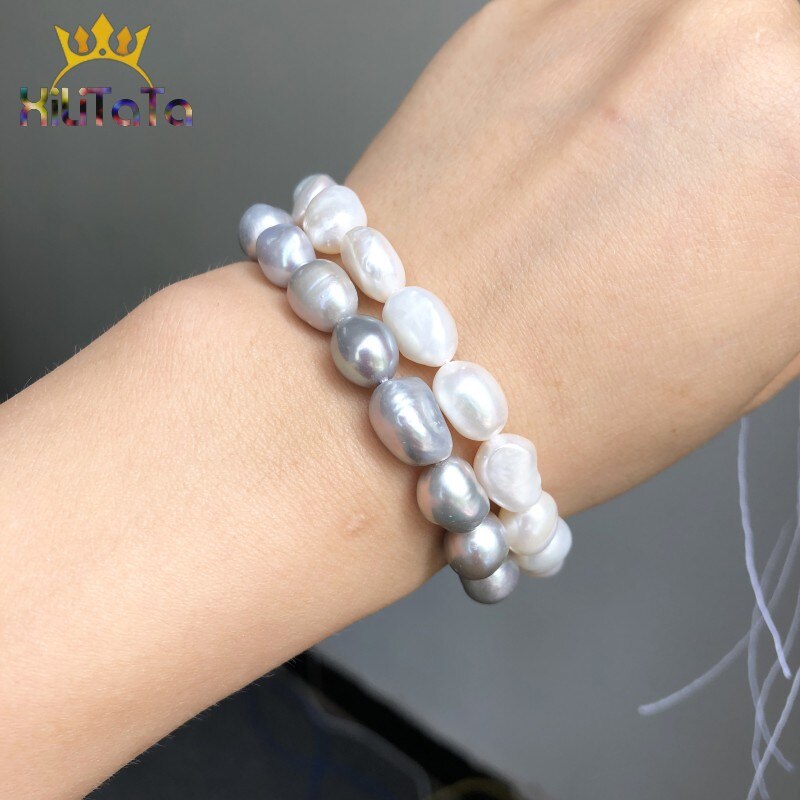 9-10mm Irregular Natural Freshwater Pearl Beads White Gray Loose Beads For Jewelry DIY Making Bracelet Ear Studs Accessories 15&quot; - KiwisLove