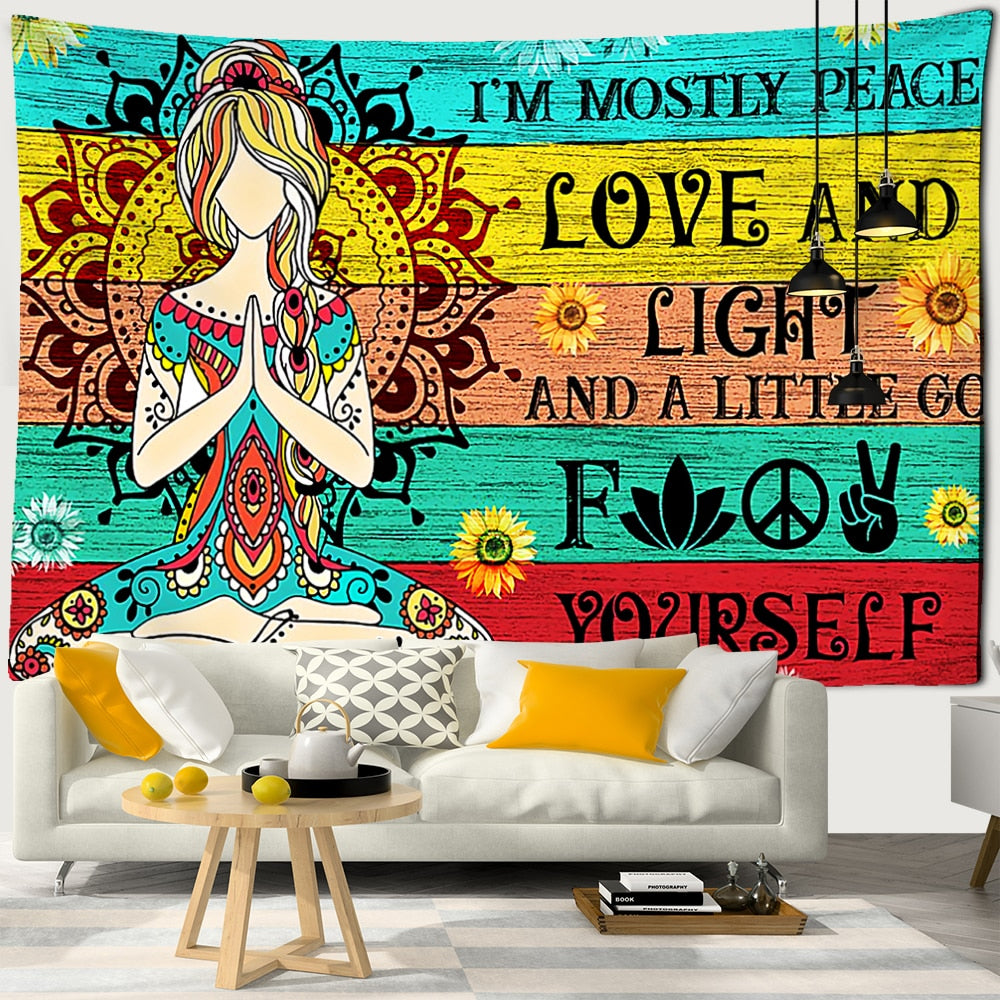Seven Chakras India Buddha Tapestry Wall Hanging Bohemian Psychedelic Witchcraft Mysterious Aesthetics Room Decor - KiwisLove