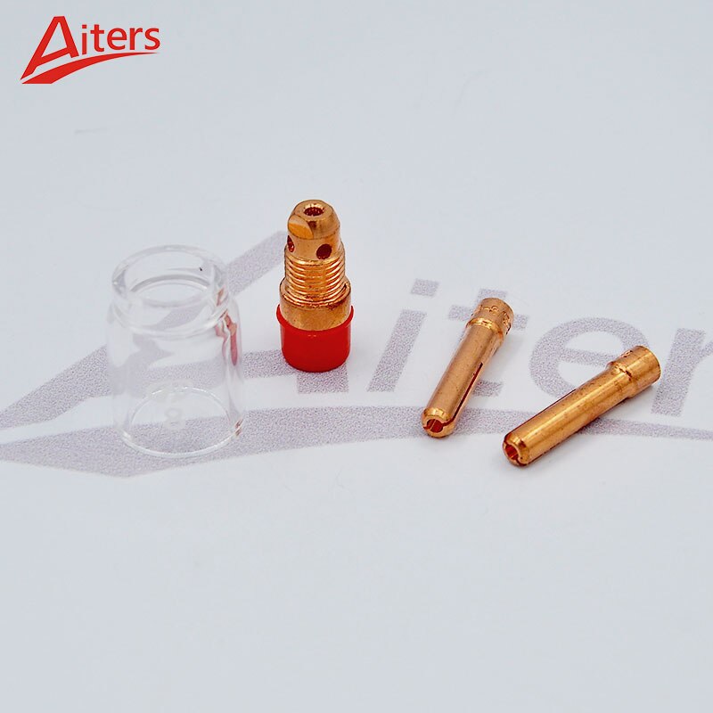 TIG 10PCS Welding Accessories Collet body and Pyrex Glass Cup with Small Brass Bushing for WP-17/18/26 Short Back Cap - KiwisLove