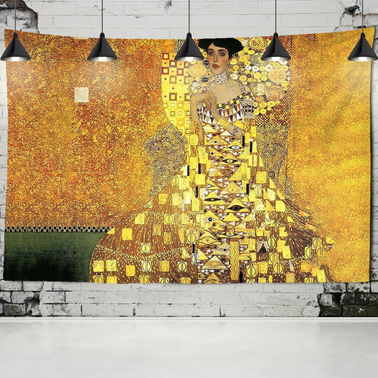 Gustav Klimt  Tapestry Wall Hanging Kiss Of Gold Abstract Art Decoration Polyester Blanket Yoga Mat Home Bedroom Art - KiwisLove