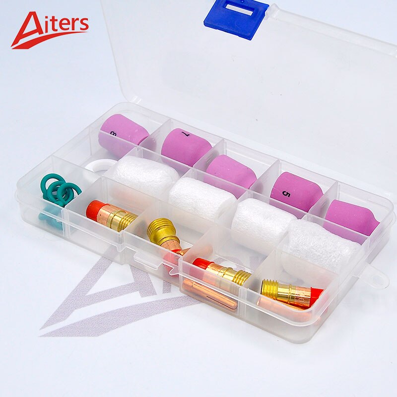 Pyrex Glass Cup kit 26PCS TIG Welding Torch Collets Alumina Nozzles For WP-17/18/26 Welding Accessories Gas Lens O-rings - KiwisLove