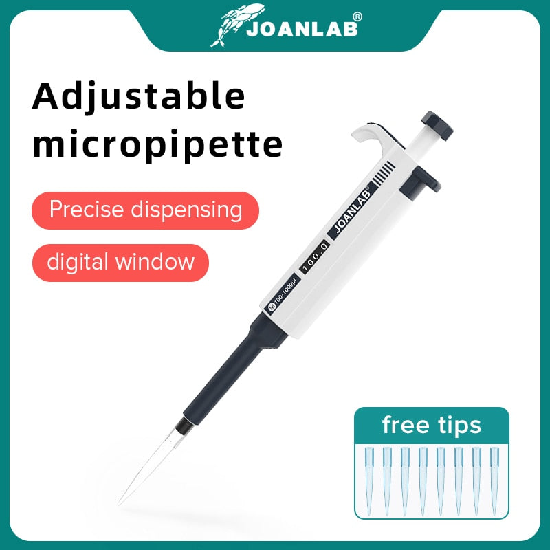 JOANLAB Official Store Laboratory Pipette Plastic Single Channel Digital Adjustable Micropipette Lab Equipment With Pipette Tips - KiwisLove