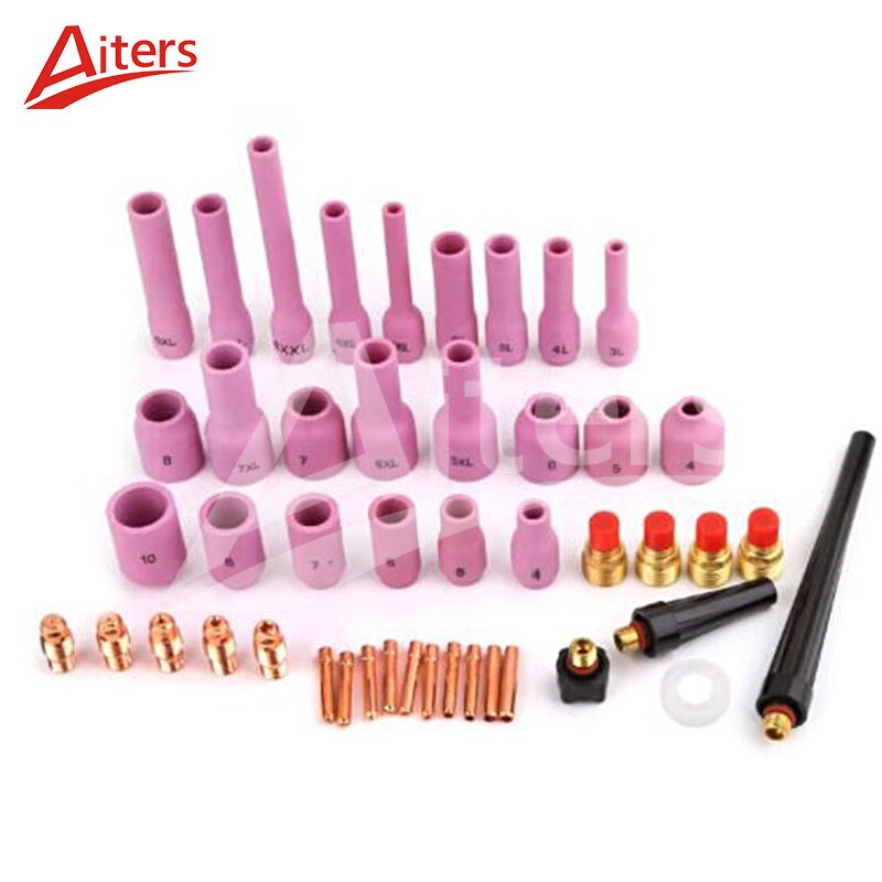 Argon Arc TIG welding torch Consumables 46PCS kit WP9/20/25 torch Alumina Nozzle Cups and Collets Body - KiwisLove