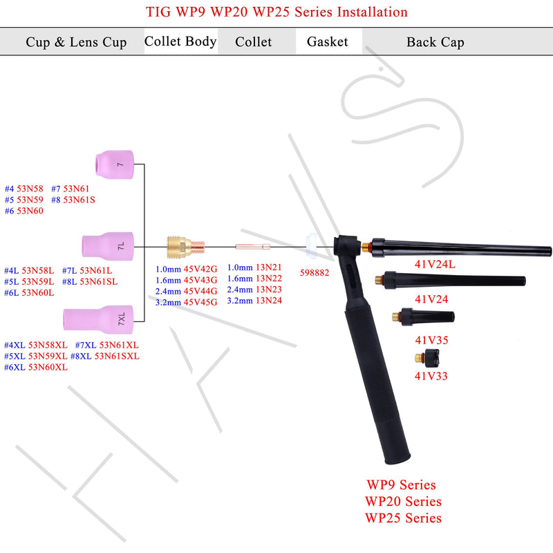 5/10Pcs 1.0/1.6/2.4/3.2mm TIG Gas Lens Collet Body 45V42G 45V43G 45V44G 45V45G For TIG WP9 20 25  High Temperature Glass Cup - KiwisLove