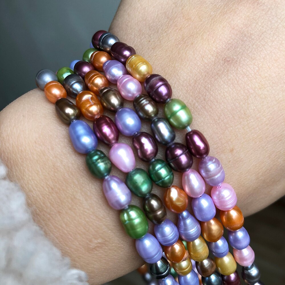 Natural Rice Shape Freshwater Cultured Pearls Beads 5-6mm Multicolor Loose Pearl For DIY Bracelet Charms Accessories 15&#39;&#39; - KiwisLove