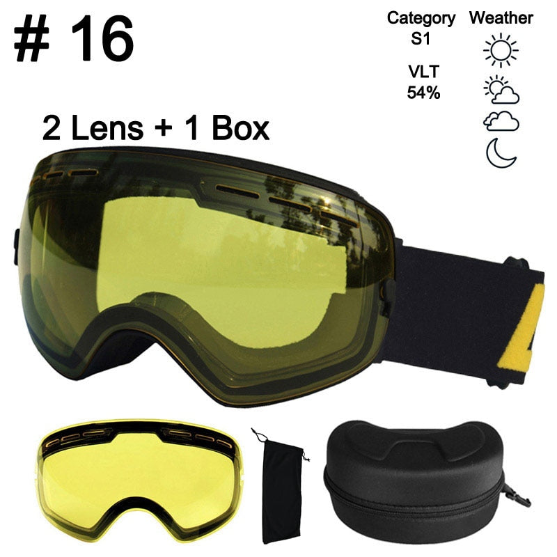 LOCLE Anti-fog Ski Goggles UV400 Ski Glasses Double Layers Skiing Snowboard - KiwisLove