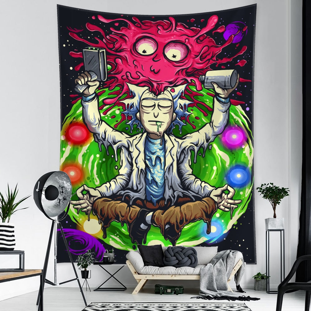 Cartoon Animal Character Tapestry Wall Hanging 3D Printing Psychedelic Witchcraft Mysterious Aesthetics Room Home Decor - KiwisLove