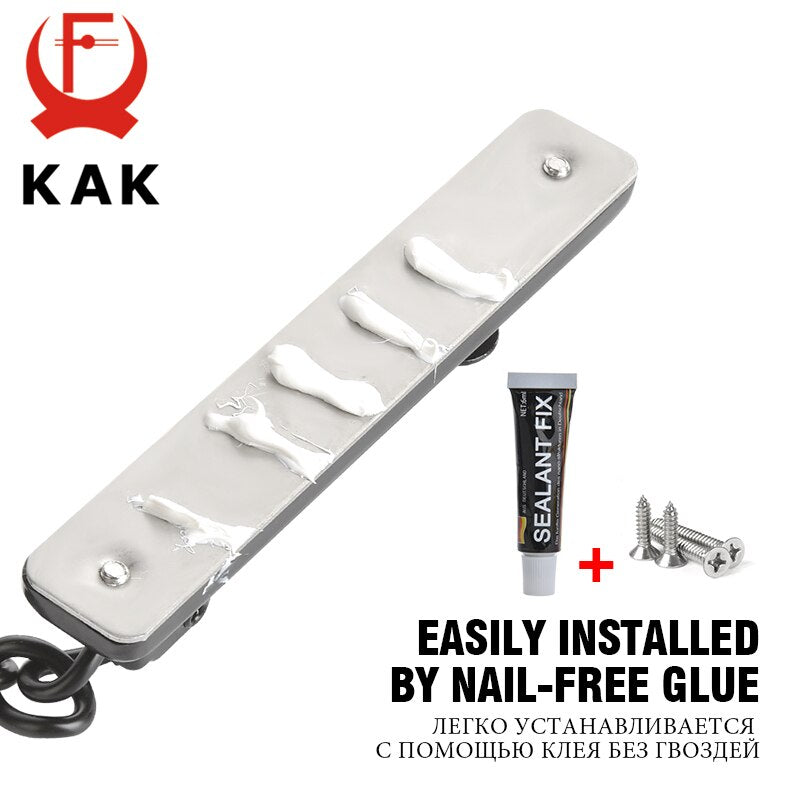 KAK 304 Stainless Steel Security Door Chain Lock Anti-theft Door Chain Door Latch Nail Free Glue Thicken Door Lock Hardware - KiwisLove