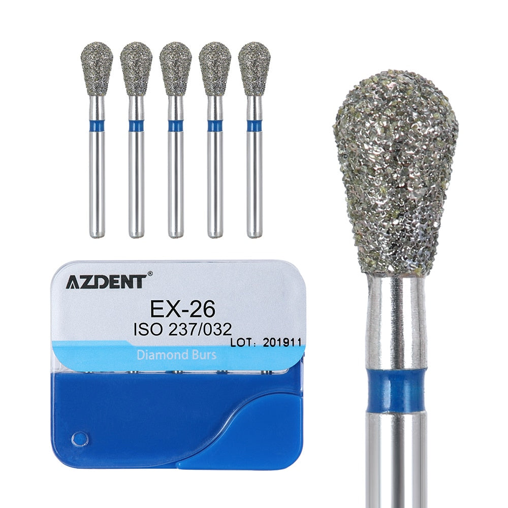 AZDENT 100pcs/20Boxes Dental Diamond Burs Drill for Teeth Porcelain Ceramics Composite Polishing High Speed Handpiece Dia.1.6mm - KiwisLove