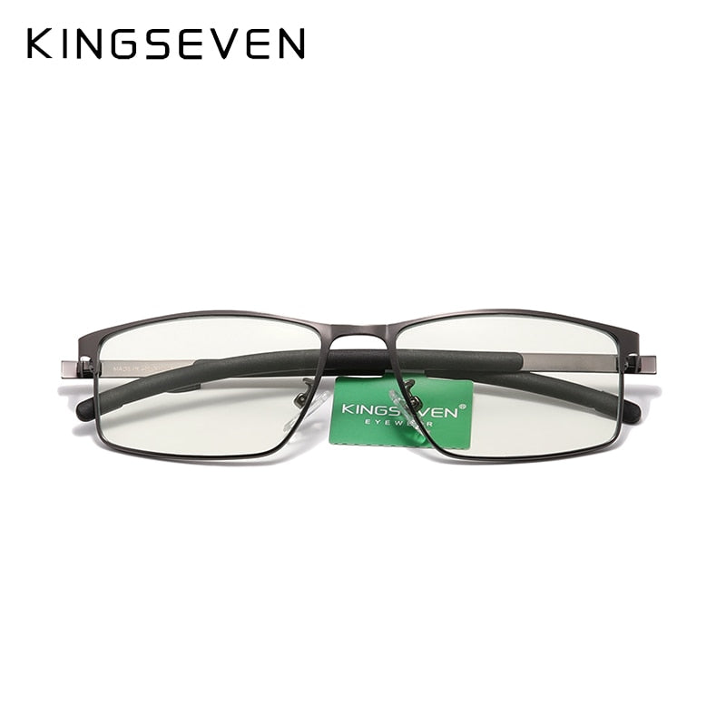 KINGSEVEN Men's Glasses Ultralight Optical Glasses Titanium Material Frame Myopia Prescription Eyeglasses Silicone Temple Design - KiwisLove