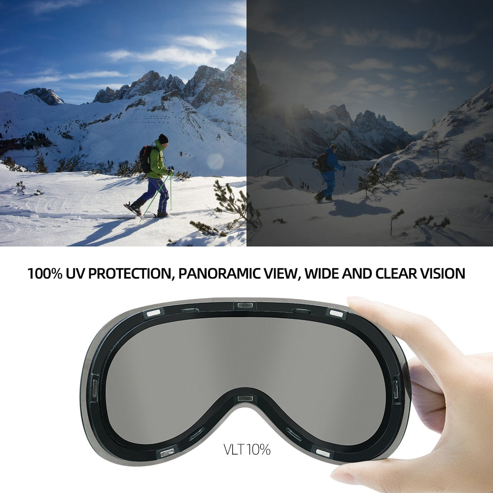 COPOZZ Ski Googles Snowboard Ski Glasses Men Women Anti-fog Cylindrical Snow Ski Goggles UV Protection Winter Sports Gafas Ski - KiwisLove