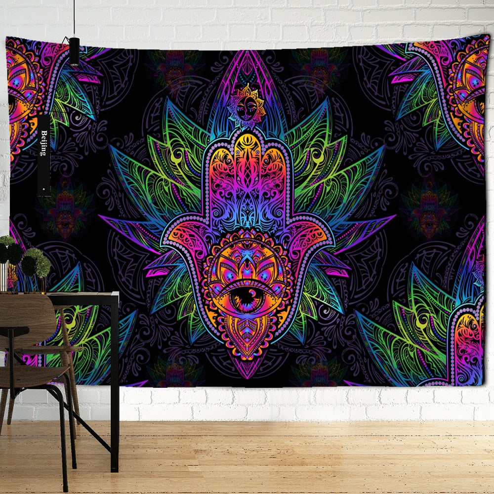Sun Print Tapestry Wall Hanging Family Bedroom Decorated With Mysterious Bohemian Tarot Magic Indian Witchcraft Wallpaper - KiwisLove