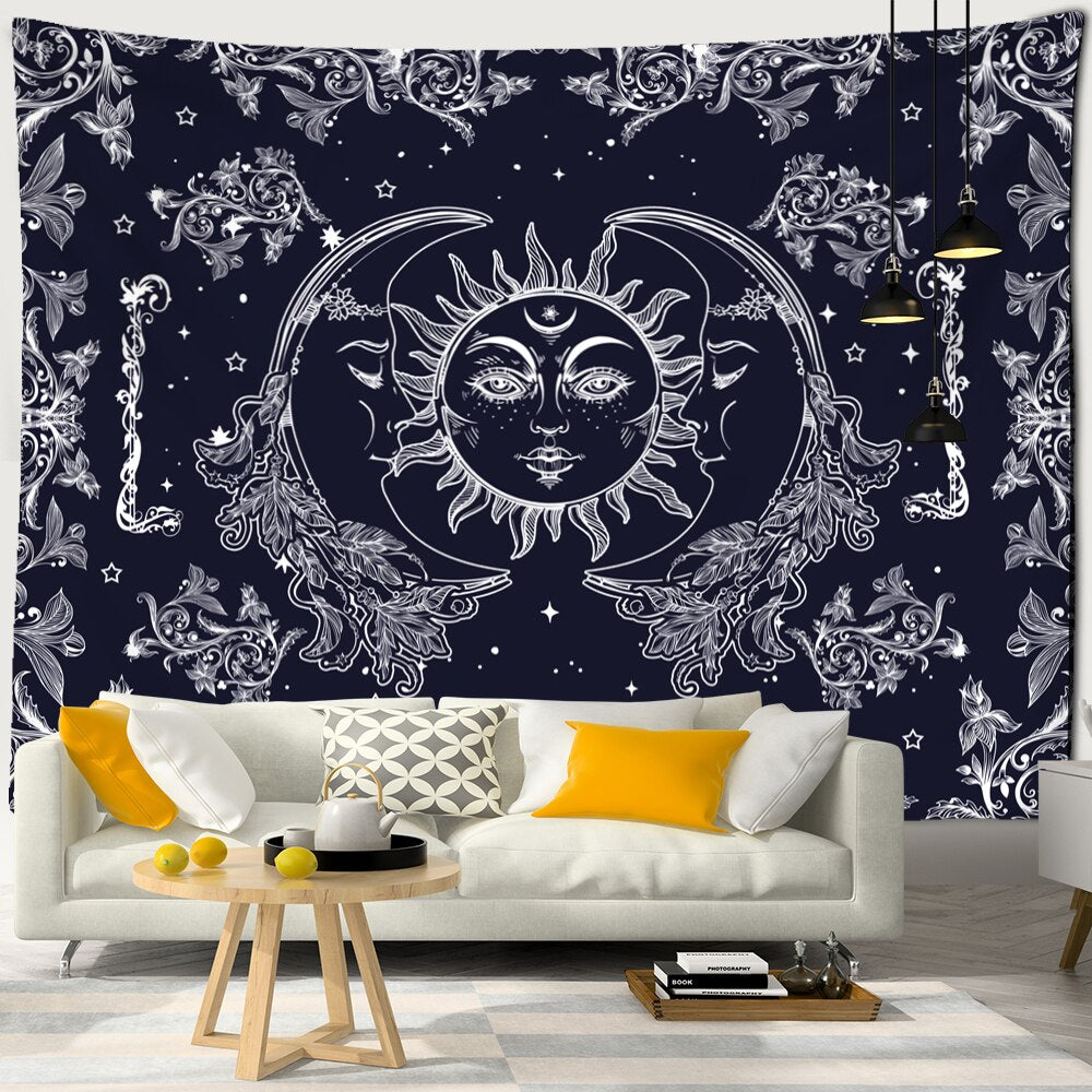 Colorful Sun Moon Tapestry Universe Psychedelic Witchcraft Hippie Tapiz Wall Hanging Room Home Decor - KiwisLove