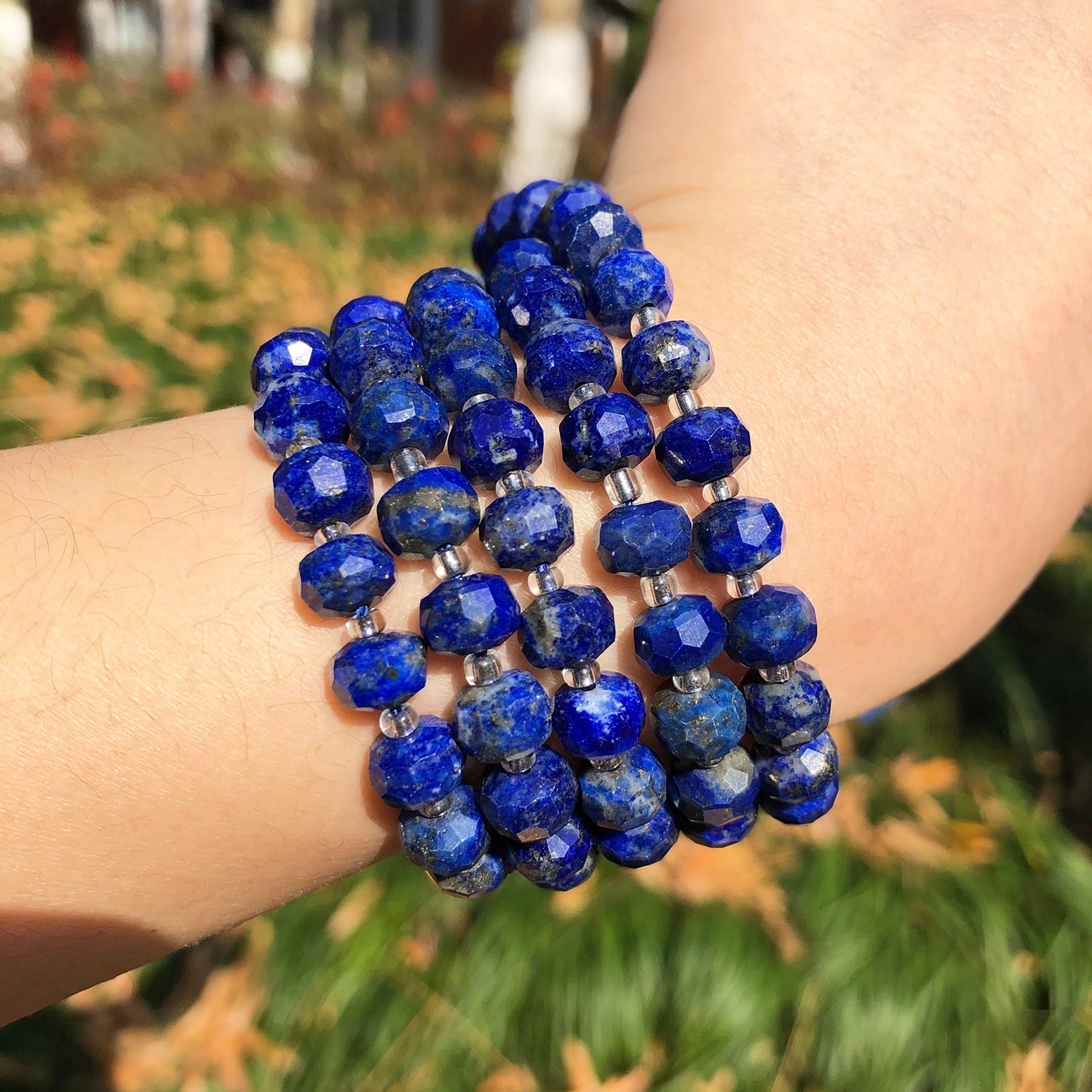 Natural Stone Wheel Shape Faceted Lapis Lazuli Loose Spacer Beads for Jewelry Making Diy Needlework Bracelets Accessories 6x8mm - KiwisLove