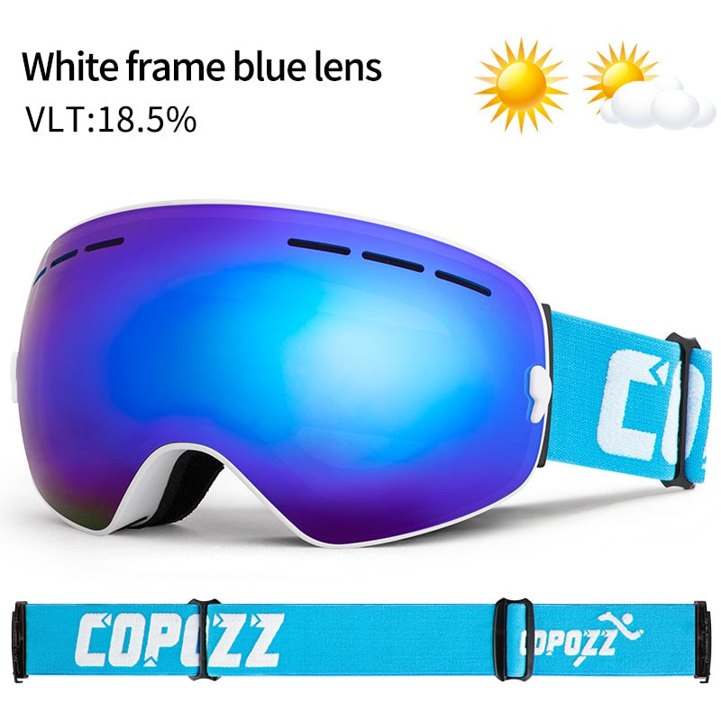 COPOZZ Brand Professional Ski Goggles Double Layers Lens Anti-fog UV400 Big Ski Glasses Skiing Snowboard Men Women Snow Goggles - KiwisLove