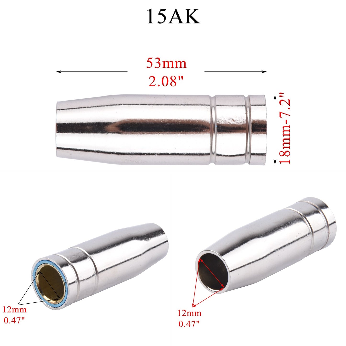 5/10Pcs 15AK/24KD/36KD Gas Nozzle Pure Copper Euro Conical Shield Cup Tips Nozzle Fit MB 15AK/24KD/36KD MIG/MAG Welding Torch - KiwisLove