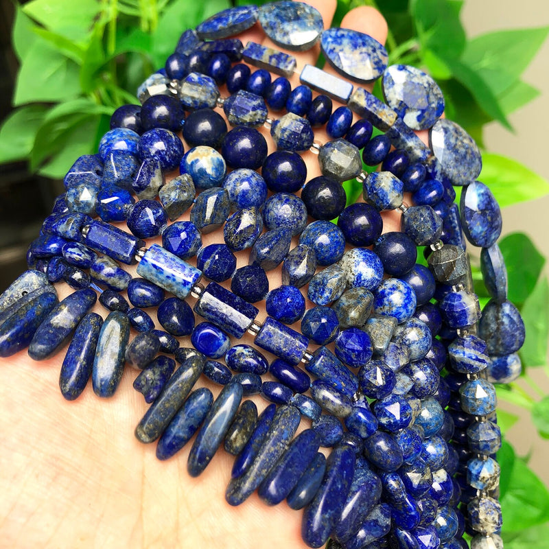 Natural Lapis Lazuli Stone Faceted Column Round Irregular Spacer Beads For Jewelry Making Diy Bracelets Necklace Accessories - KiwisLove