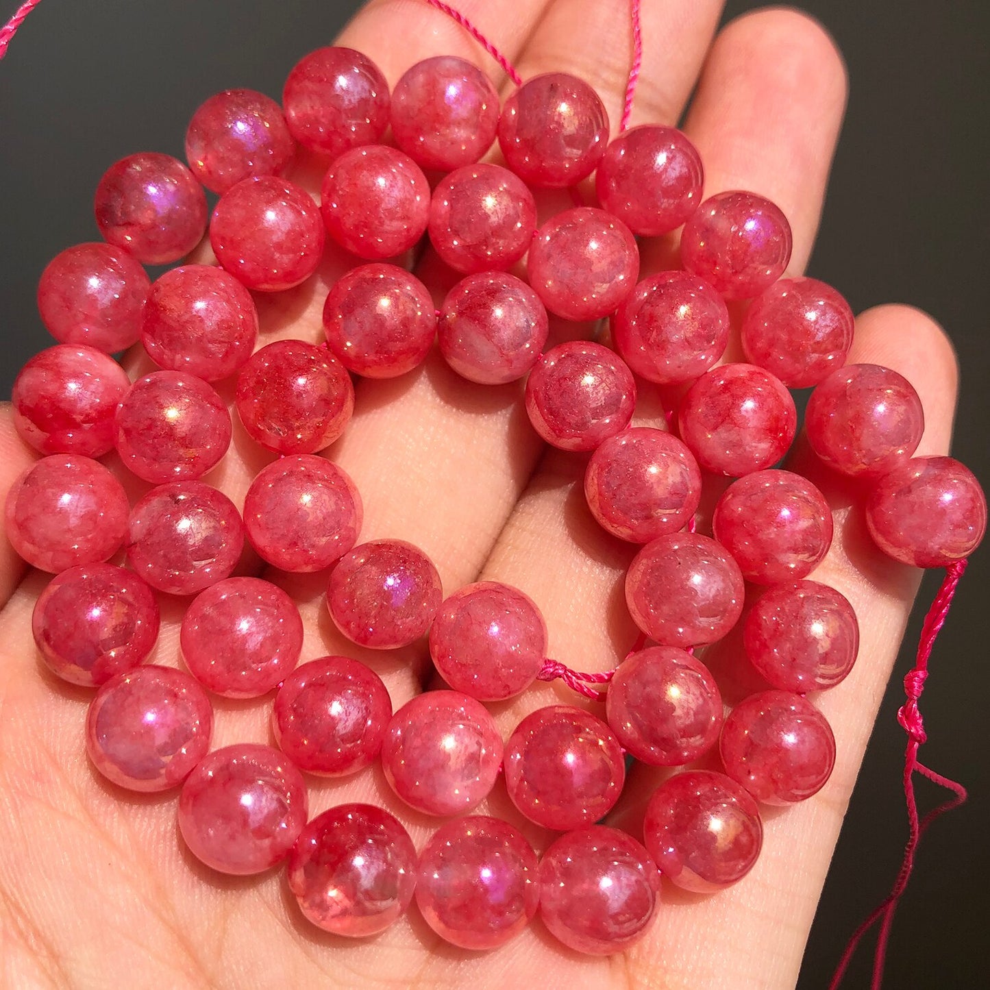 Natural Stone Pink Purple Blue Angelite Morganite Round Beads For Jewelry Jade Beads Making DIY Handmade Bracelet Neckalce 15&#39;&#39; - KiwisLove