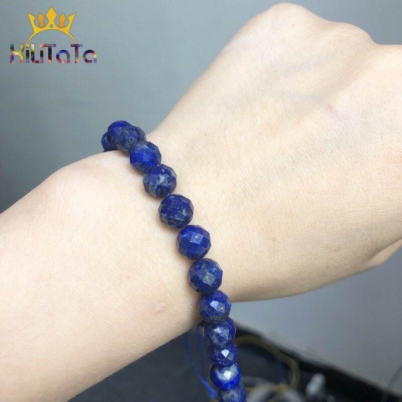 Natural Faceted Stone Beads Lapis lazuli Loose Spacer Beads For Jewelry Making DIY Bracelet Earrings Accessories 6mm/8mm 7.5&#39;&#39;