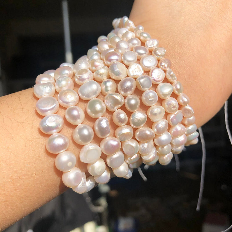 4-8mm Fine Natural Pearl Beads White Freshwater Pearl Punch Beads for DIY Craft Bracelet Necklace Jewelry Making 15&#39;&#39;inches