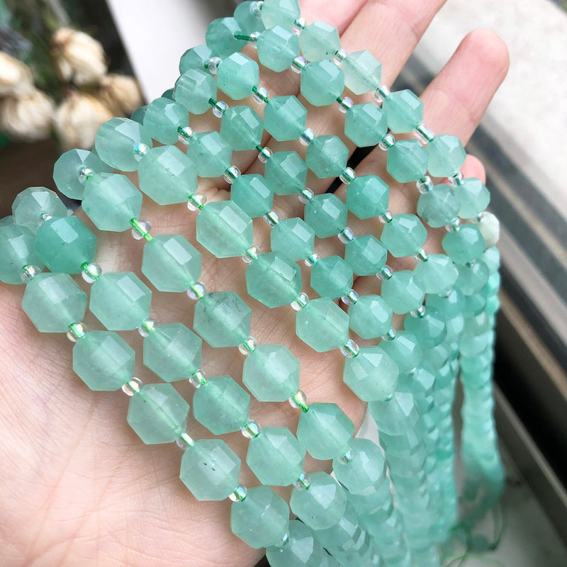 Natural Faceted Green Aventurine Jades Stone Beads OIive Shape Loose Stone Beads For Jewelry DIY Making Bracelet Accessories - KiwisLove