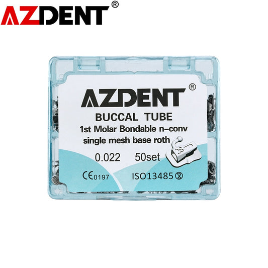 200pcs/Box Azdent Dental Orthodontic Buccal Tube 1st/2nd Molar Bondable N-Convertible Single Mesh Base Roth 0.022 /0.018 - KiwisLove