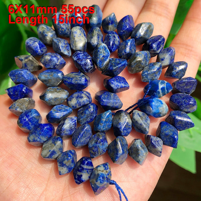 Natural Lapis Lazuli Stone Faceted Column Round Irregular Spacer Beads For Jewelry Making Diy Bracelets Necklace Accessories - KiwisLove