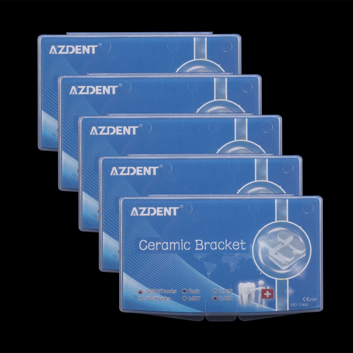 AZDENT Dental Orthodontic Ceramic Brackets Roth/MBT 018/022 345 Hooks Marked Invisible Bracket - KiwisLove