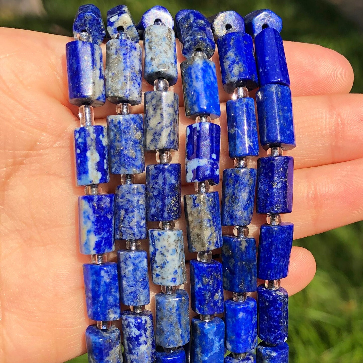 Natural Faceted Lapis Lazuli Gem Stone Beads Cylinder Shape Loose Spacer Beads for Jewelry DIY Making Charm Bracelet Accessories - KiwisLove