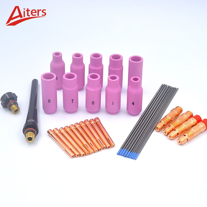 36Pcs TIG Welding Torch Accessories with Alumina Ceramic Nozzle Tungsten Electrodes for TIG Welding  WP17/18/26 kit Consumables - KiwisLove