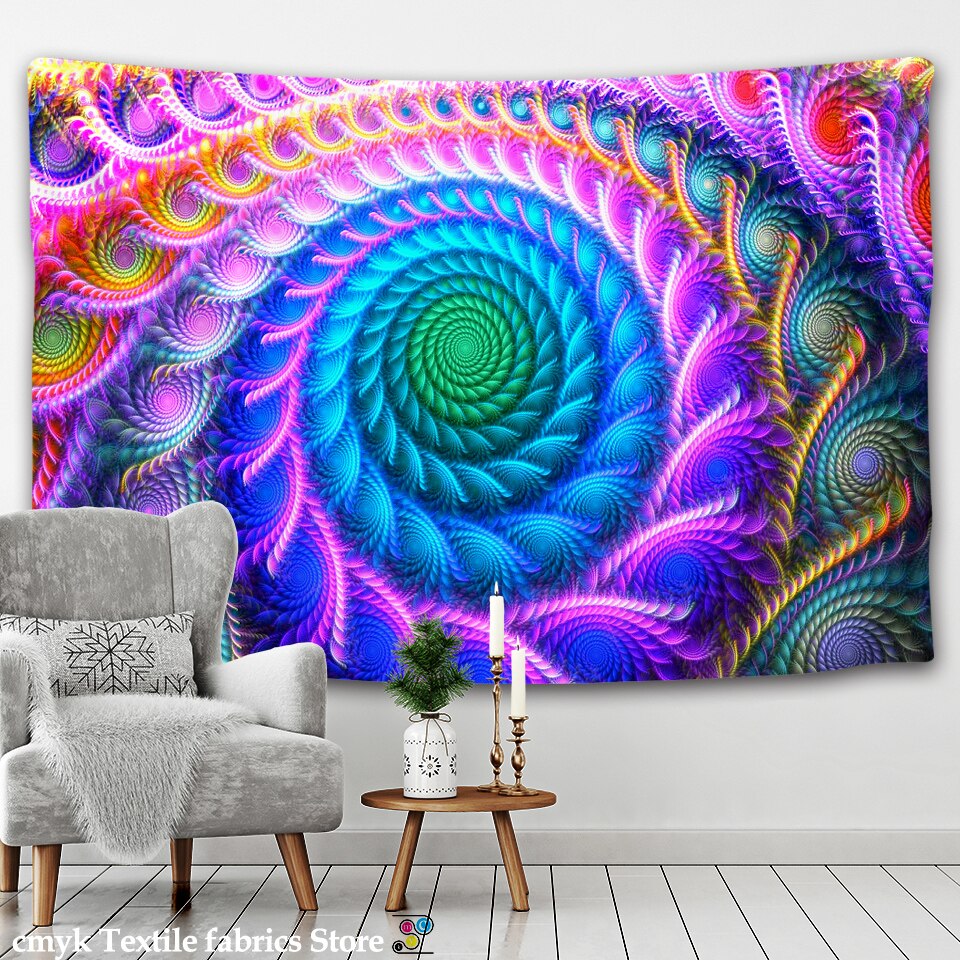 Psychedelic India Mandala Tapestry Wall Hanging Boho Decor Wall Cloth Tapestries Hippie Tapestry Mandala Wall Carpet - KiwisLove