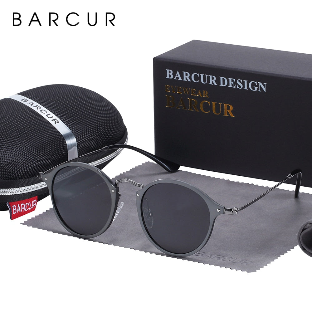 BARCUR Round Sunglasses Women Steampunk Sunglasses Polarized Woman Sunglases Retro oculos masculino - KiwisLove