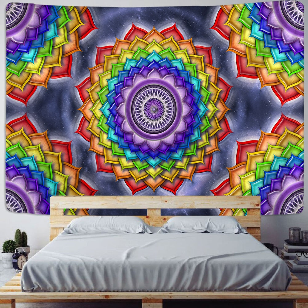 Colorful Wall Hanging Tapestries Indian Mandala Tapestry Hippie Chakra Tapestry Boho Decor Wall Cloth Yoga Mats Bohemian Fabric - KiwisLove