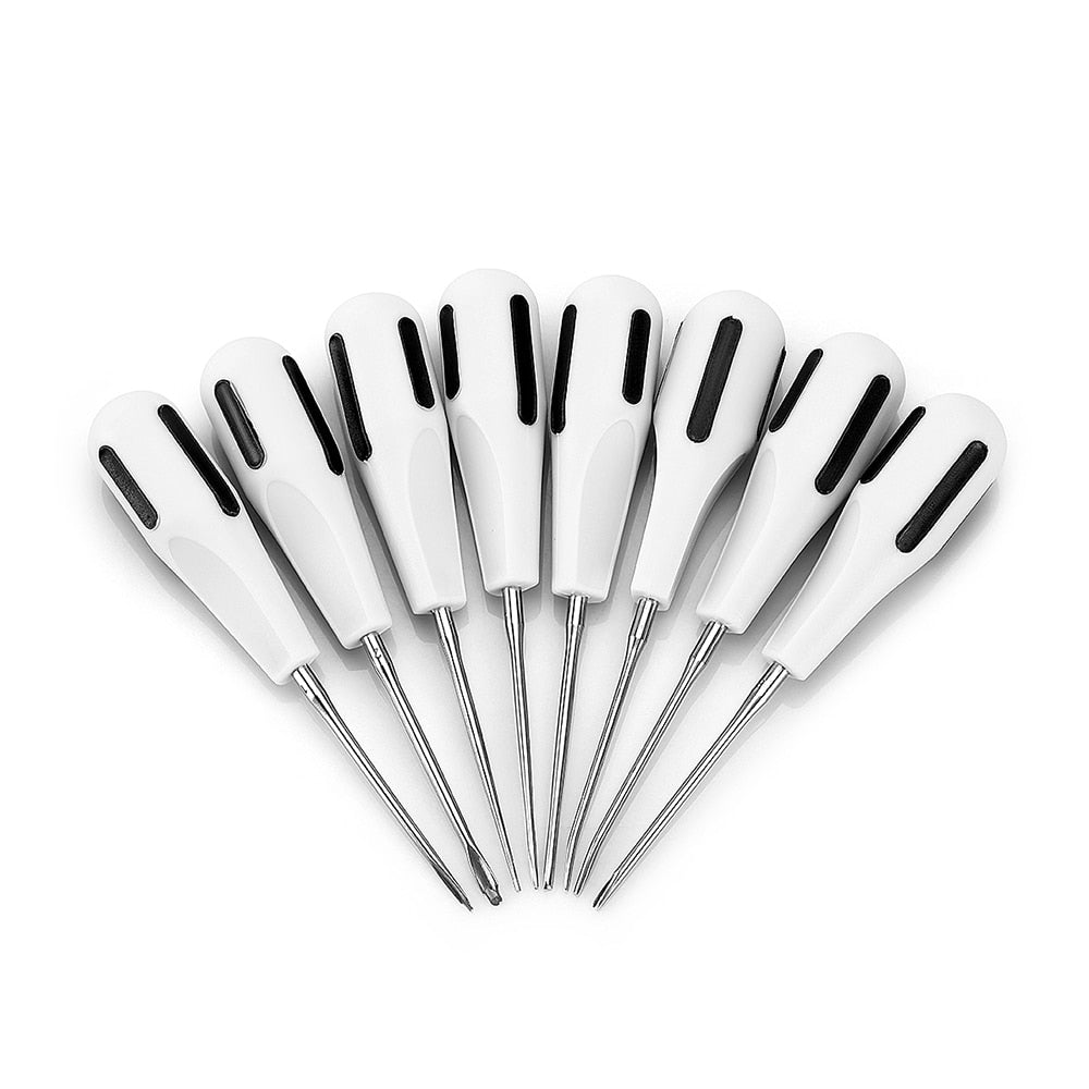8pcs/Set Stainless Steel Dental Luxating Lift Curved Root Elevator Dentistry Surgical Screwdriver - KiwisLove