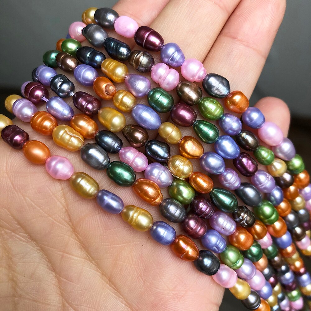 Natural Rice Shape Freshwater Cultured Pearls Beads 5-6mm Multicolor Loose Pearl For DIY Bracelet Charms Accessories 15&#39;&#39; - KiwisLove
