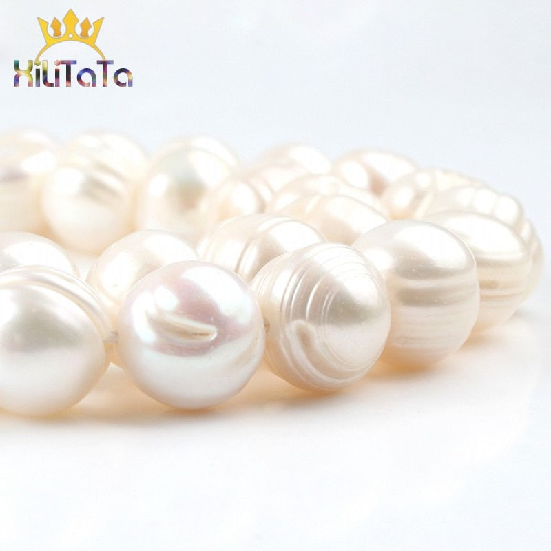 12-13mm AAA Natural Freshwater Pearl Round Beads Genuine White Pearls Beads For Jewelry Making DIY Bracelet Accessories 15&#39;&#39;