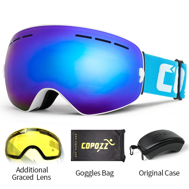 COPOZZ Brand Professional Ski Goggles Double Layers Lens Anti-fog UV400 Big Ski Glasses Skiing Snowboard Men Women Snow Goggles - KiwisLove