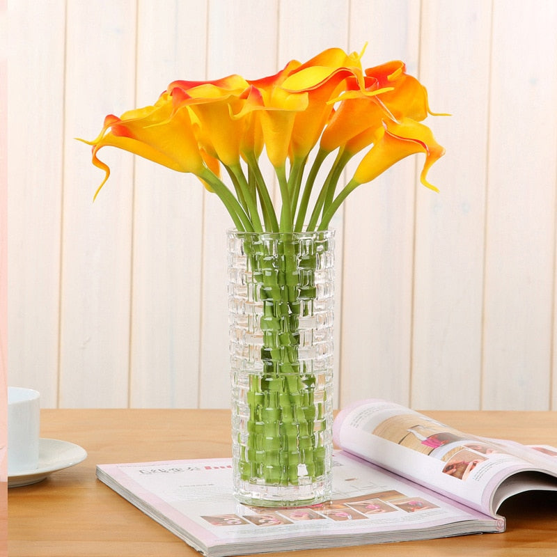 10Pcs PU Artificial Flowers Calla Lily Real Touch Bridal Bouquet High Quality Fake Flower Wedding Home Table Decoration Autumn - KiwisLove