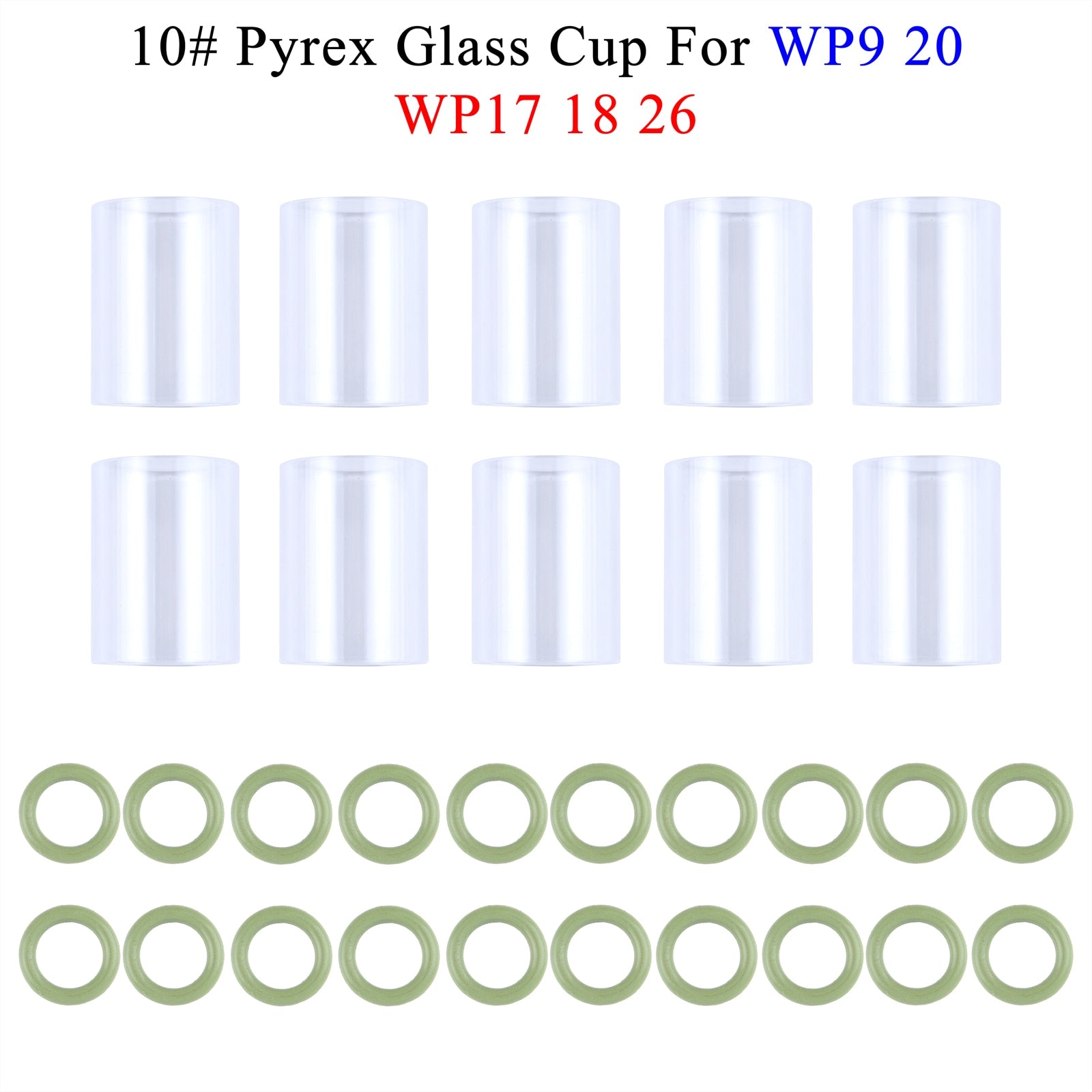 TIG10#High Temperature Glass Transparent Visualize Temperature Resistant O-rings For WP9/17/18/20/26 Stubby Gas Lens Consumables - KiwisLove