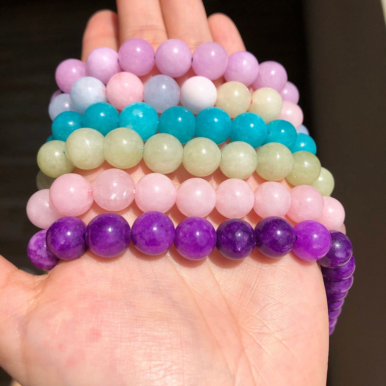 Natural Stone Colorful Morganite Jades Loose Round Spacer Beads 6 8 10mm For Jewelry DIY Making Bracelet Accessories 15inches - KiwisLove