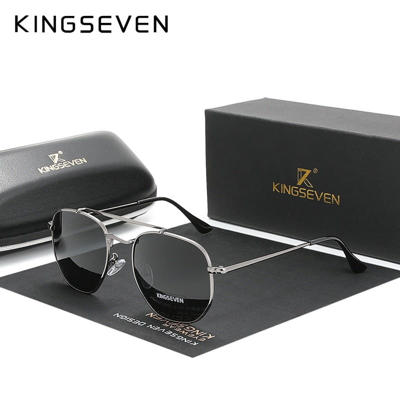 KINGSEVEN Authentic Vintage Sunglasses Men Polarized Women Hexagon Sun Glasses Stainless Steel Lunette De Soleil Femme N7748 - KiwisLove