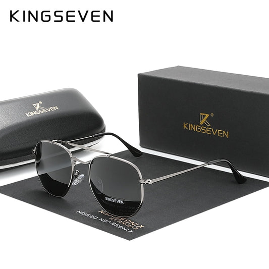 KINGSEVEN Authentic Vintage Sunglasses Men Polarized Women Hexagon Sun Glasses Stainless Steel Lunette De Soleil Femme N7748 - KiwisLove