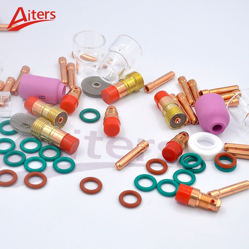 TIG Pyrex Glass Cup 71PCS kit for WP-17/18/26 TIG Welding Accessories Collet Body Ceramic Gas Nozzle and Stubby Gas Lens - KiwisLove