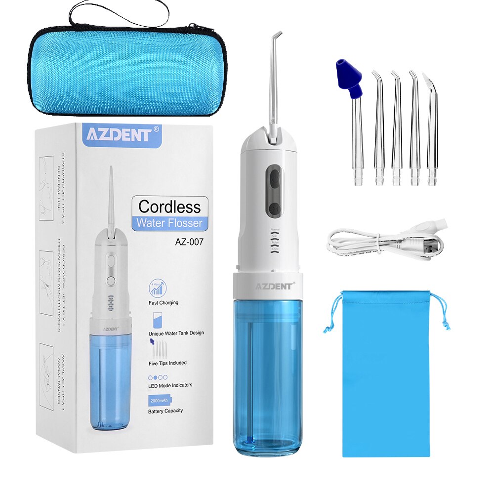 Azdent Oral Irrigator USB Rechargeable Water Flosser Portable Cordless Travel Foldable Dental Teeth Cleaner - KiwisLove